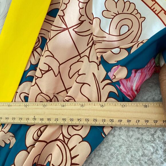 Rushed Maxi Dress size L Shein Multicolor Floral Long Sleeve V Neck - Picture 10 of 14